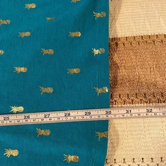 LANEBRYANT teal shirt with gold pineapple print throughout. - Picture 6 of 8